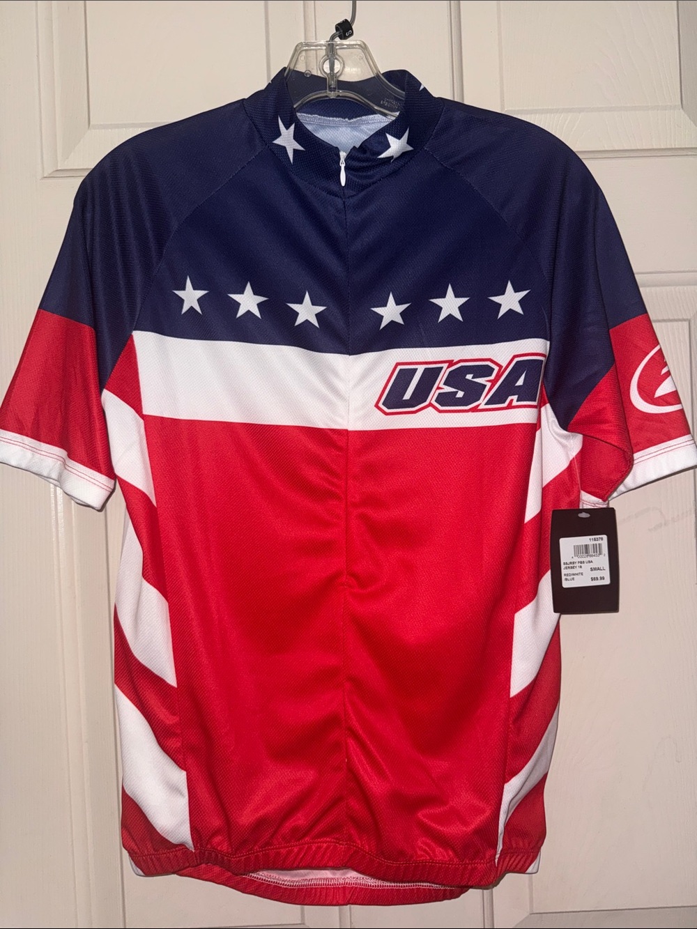 USA Red & Navy Short Sleeve Cycling Jersey - NWT - Small
